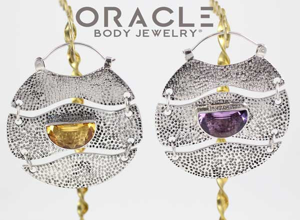 Trilogy Hoops in Sterling Silver with Faceted AAA Citrine and Amethyst