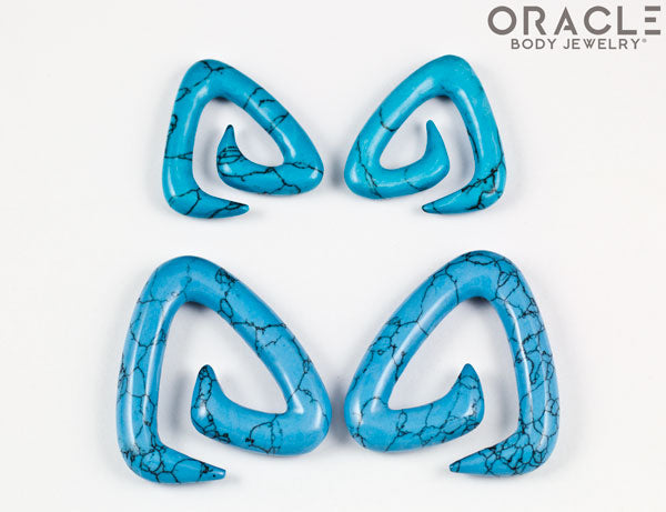 Synthetic Turquoise Trinity Stone Spirals