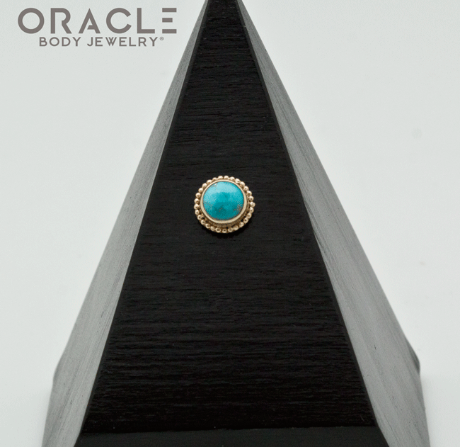 14k Turquoise Threadless Gold End