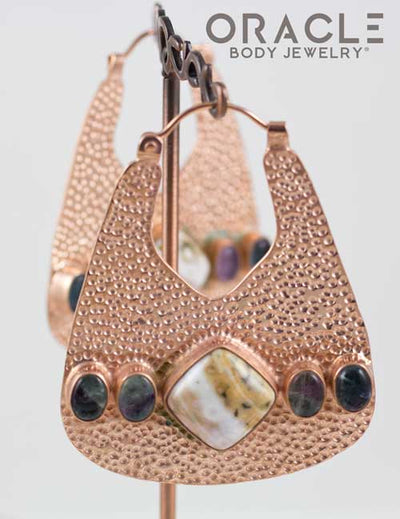 Uptown in Rose Gold Plate with Ocean Jasper and Rainbow Fluorite