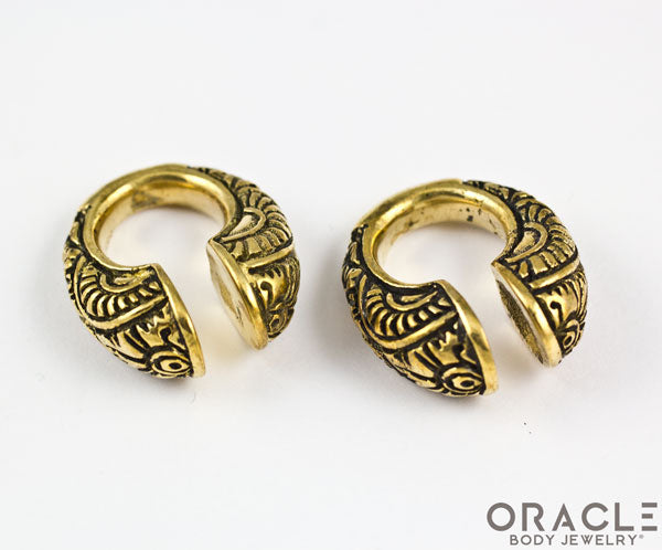 Pair of Small Heavy Heart Shaped Brass Ear Weights