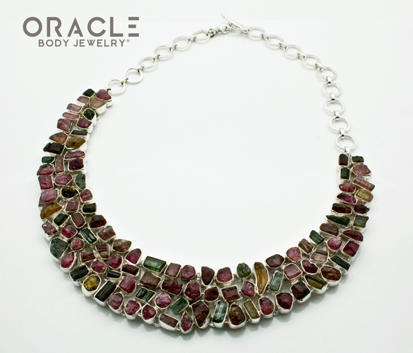 Sterling Silver Raw Tourmaline Necklace