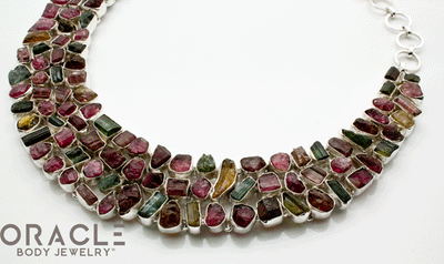 Sterling Silver Raw Tourmaline Necklace