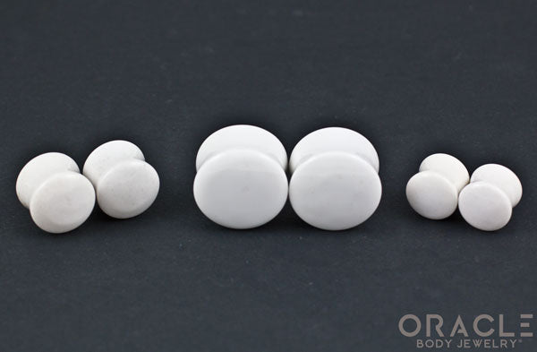 White Agate Double Flare Plugs